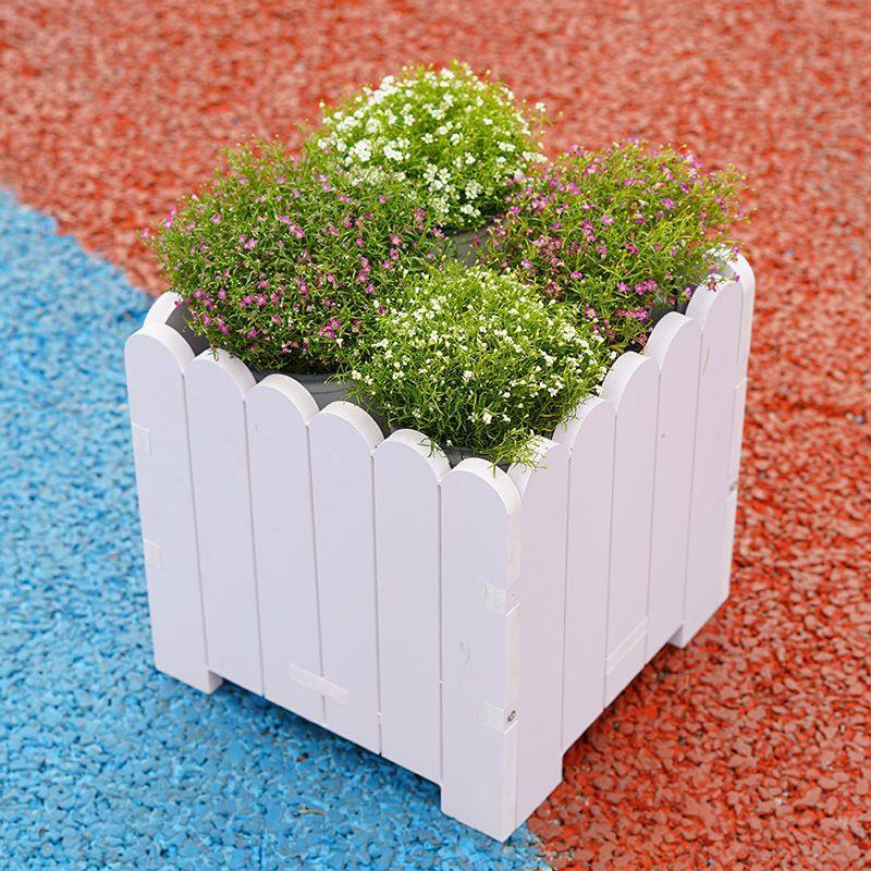 家用仿木大号白色种植花菜包邮pvc花箱阳台长方形塑料花盆户外
