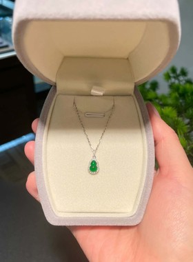 S925银帝王绿色小葫芦吊坠项链