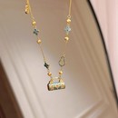 新中式 轻奢小众高级感锁骨链复古配饰 珐琅烧蓝平安锁吊坠项链女款