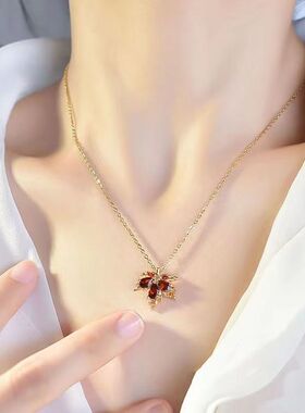 奥特莱斯清仓特价18K金色红枫叶