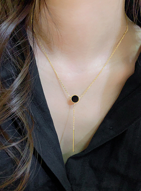 黑色流苏项链女款2025新款爆款