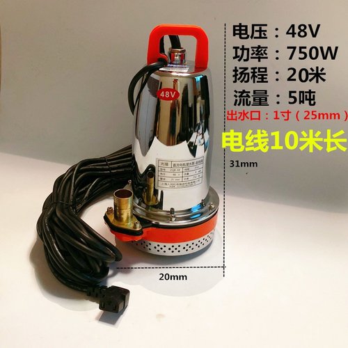 a。光浇直流潜水泵水动车福灌农用12V2E4V48V60V电瓶抽电机高扬程