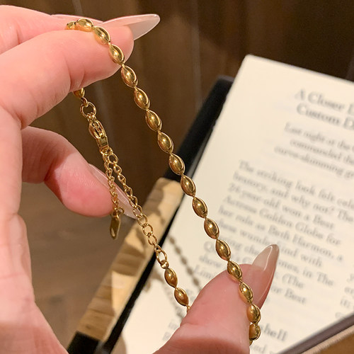 金色丰盈饱满米粒珠手链女款