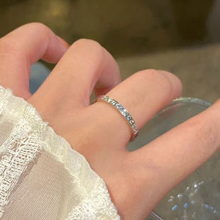 镶钻锆石钛钢戒指女轻奢高级感尾戒素圈戒指女小众设计食指环新款