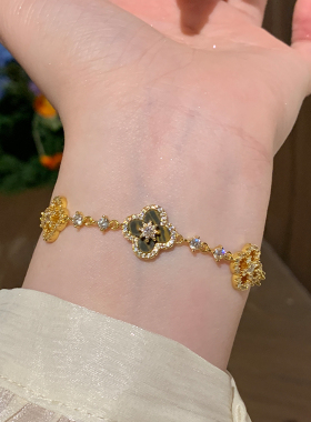 虎眼石星光花瓣手链女复古文艺风