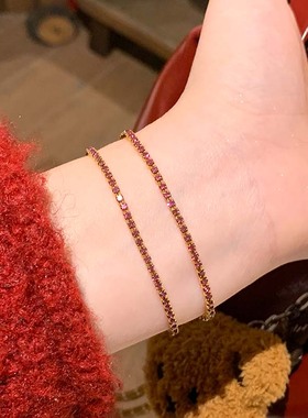 简约高级感绯红水晶手链轻奢小众精致手串闺蜜手链女款手绳手饰品