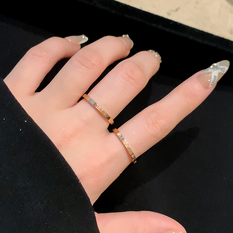 极细素圈罗马数字戒指女简约时尚