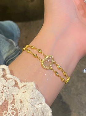 铜镀银仿白玉髓葫芦手链女新中式