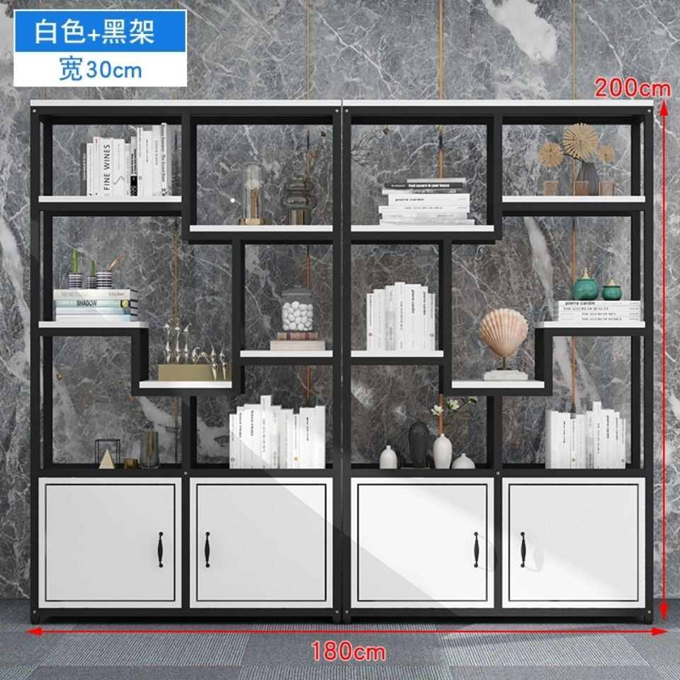 办公室铁艺隔断屏风置物架客厅装饰展示架工业风玄关柜镂空双面柜