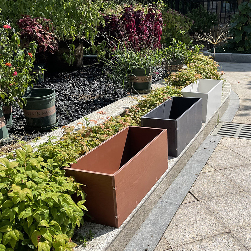 广场pvc花箱户外市政防晒种花菜透气白色阳台长方形大号花盆塑料