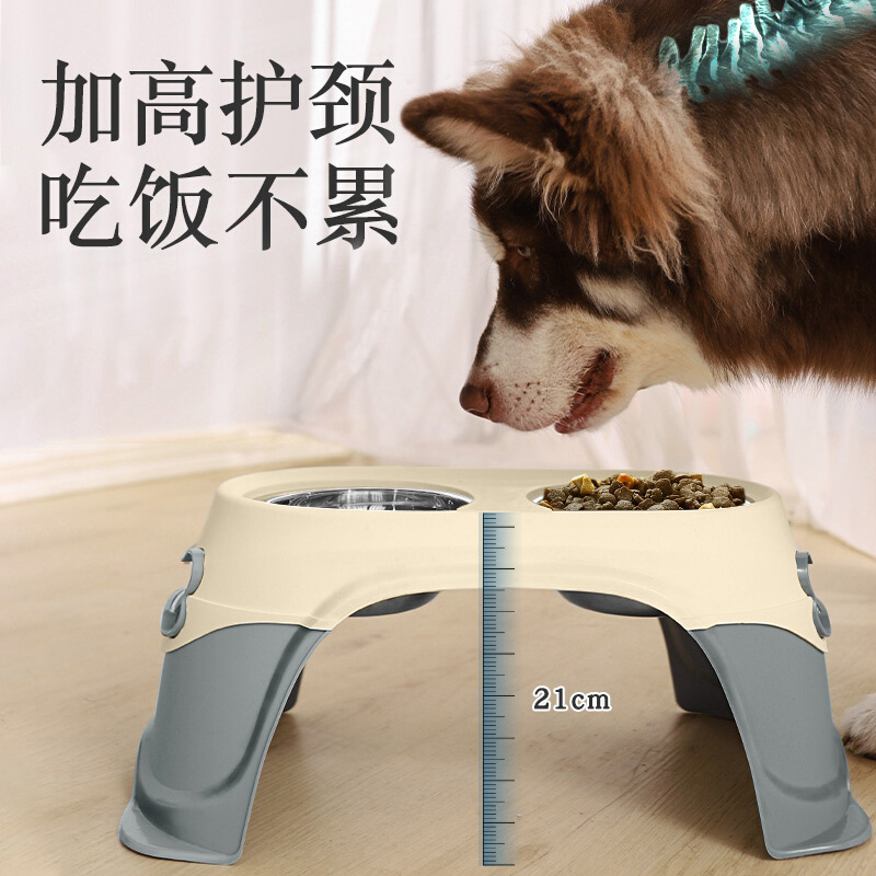 狗狗碗防b打翻碗饭盆大型犬狗盆狗食盆护颈喝水不锈钢水盆宠物用