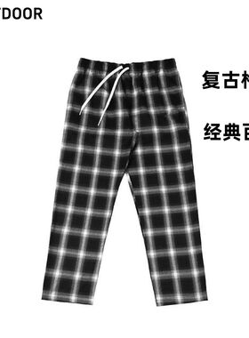 VDUTDOOR秋季新款黑白格子直筒裤男女潮流宽松百搭休闲运动阔腿裤