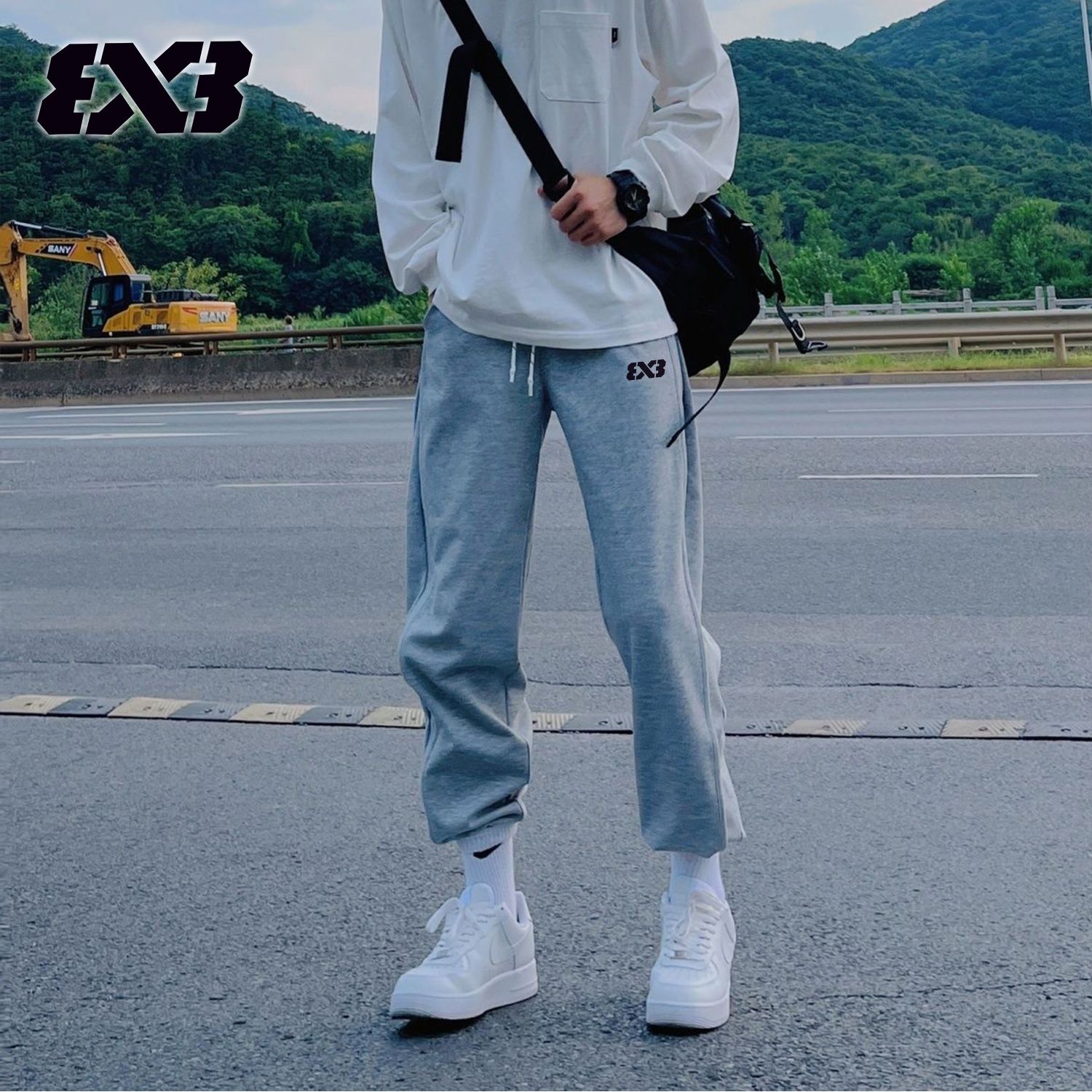 3V3长裤运动男束脚春秋美式训练卫裤宽松休闲球扎袜裤子