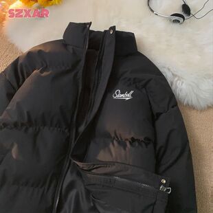 SLAMBALL2024年古着感bf面包服冬季开衫拉链加厚保暖棉服外套男女