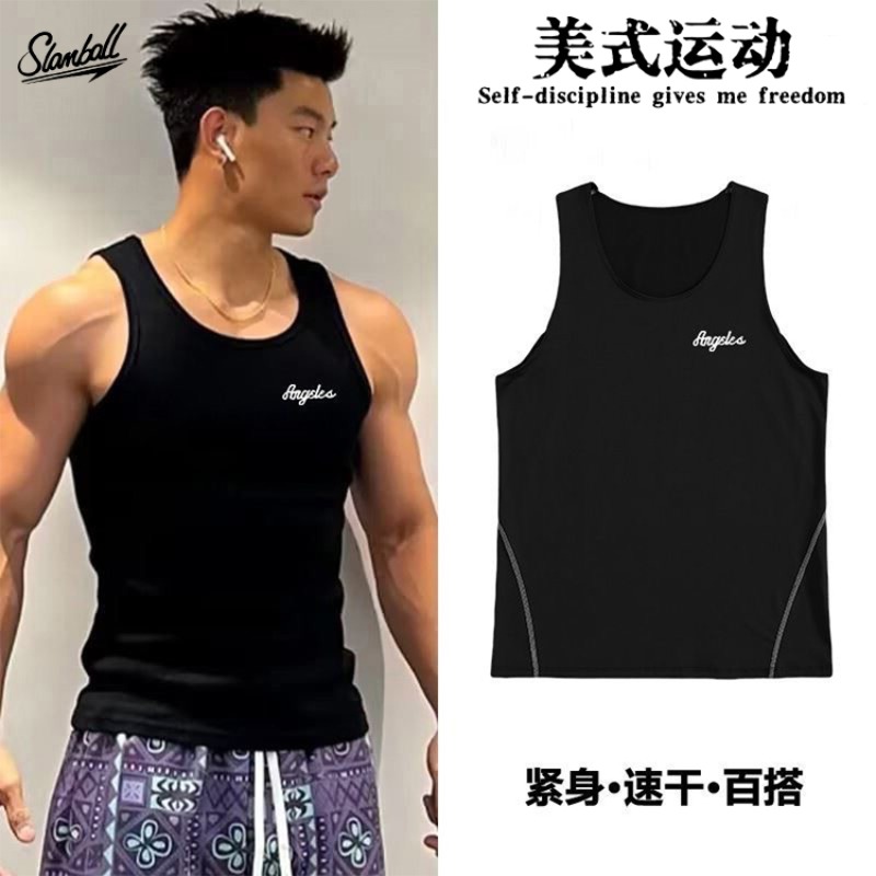 美式紧身衣背心男篮球健身运动跑步休闲训练打底高弹力坎肩T恤