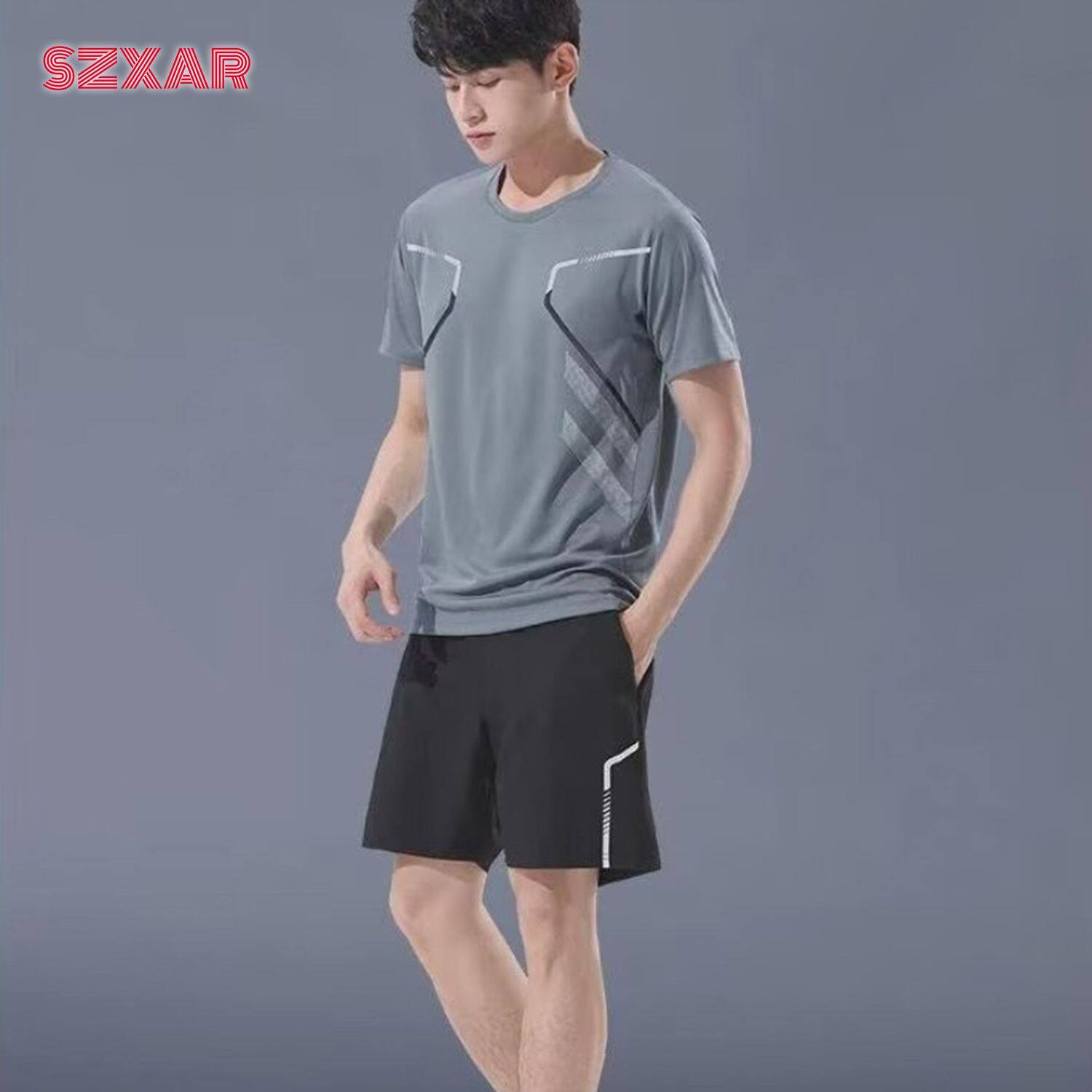 运动套装男健身衣服速干夏季休闲短袖T恤骑行短裤篮球跑步训练服