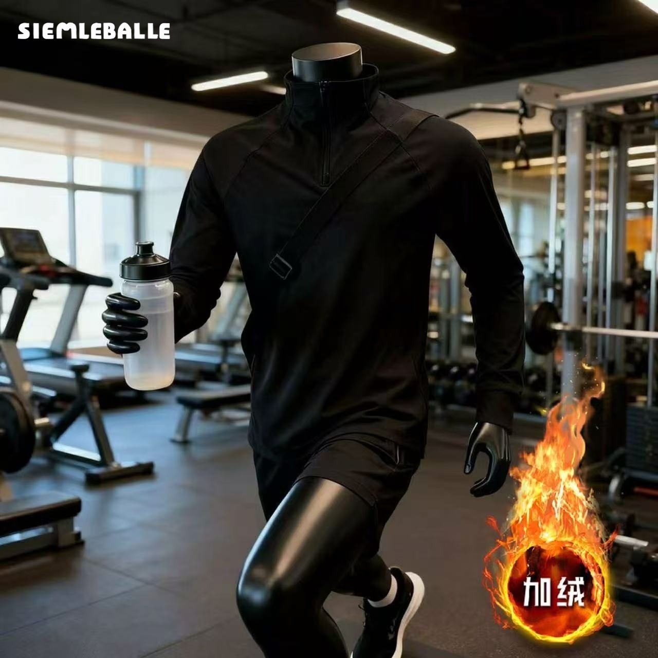 美式户外运动半拉炼速干长袖T恤男反光条骑行衣健身跑步秋冬加绒