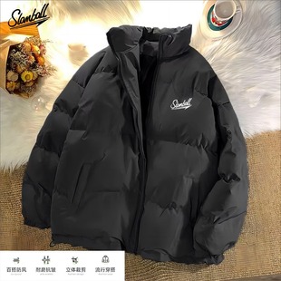 秋冬季新款潮流时尚棉服宽松立领棉衣美式复古面包服外套百搭