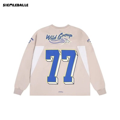 cleanfit字母印花卫衣男痞帅圆领无帽长袖外套hiphop重磅冰球服