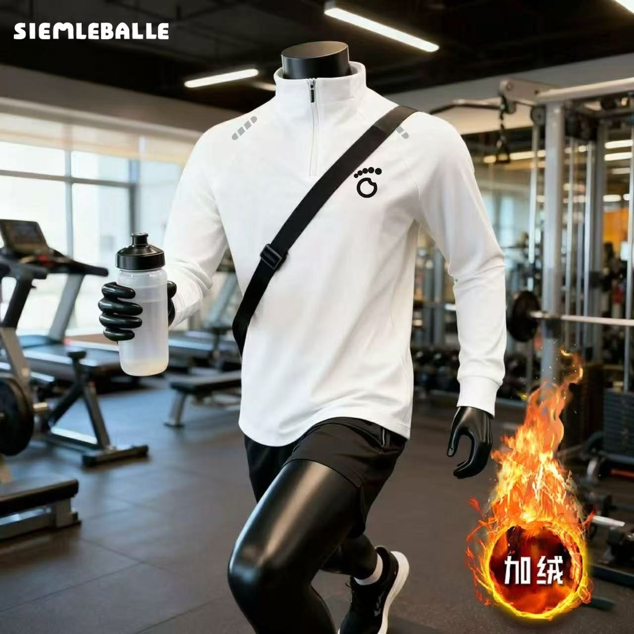 美式户外运动半拉炼速干长袖T恤男反光条骑行衣健身跑步秋冬加绒