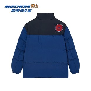 斯凯奇outlets儿童短款羽绒外套冬季男童防风保暖时尚拼色羽绒服