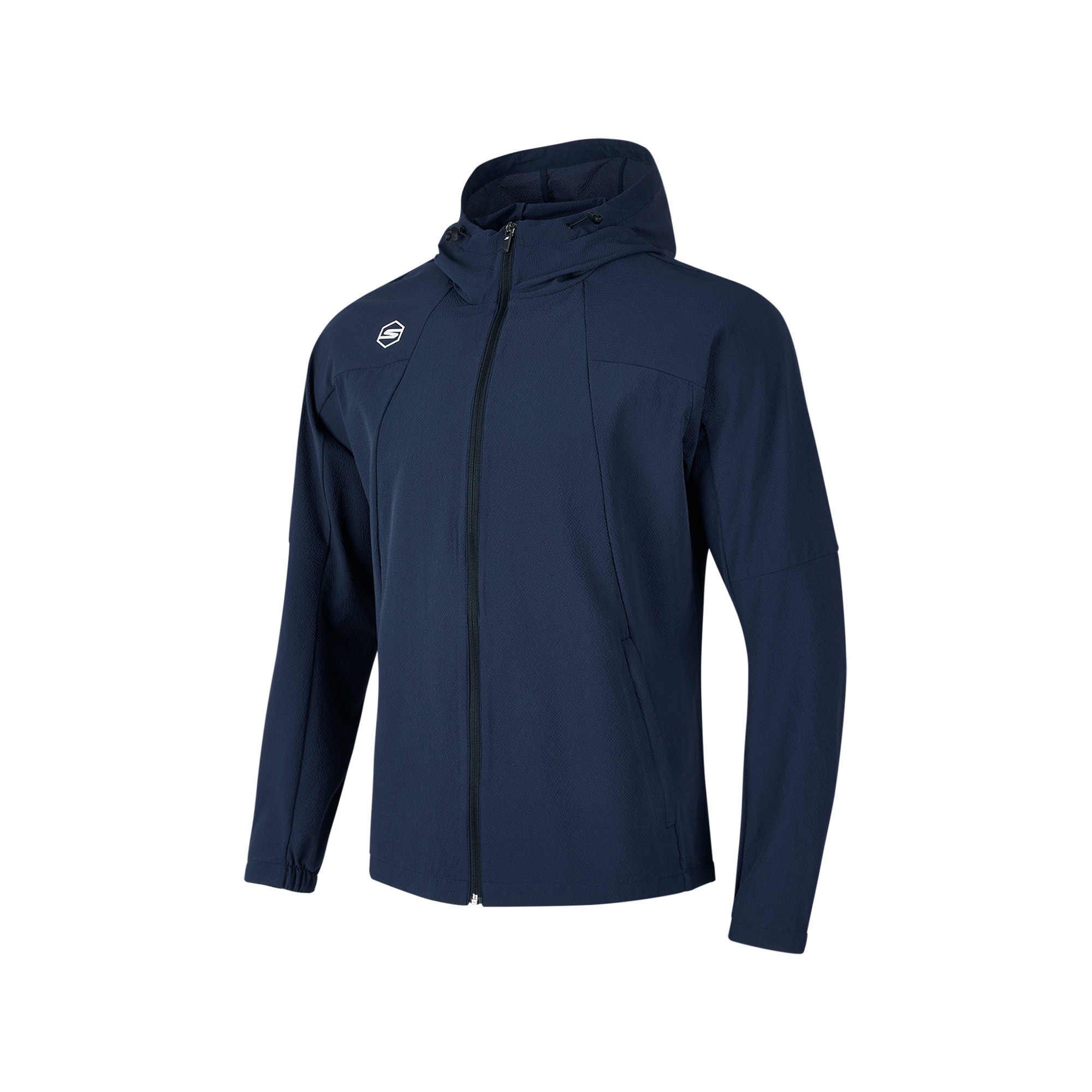 斯凯奇男款夏季拉链连帽设计口袋防晒运动服P324M001