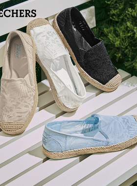 Skechers斯凯奇夏新款镂花拼接渔夫鞋舒适透气女士休闲单鞋113025