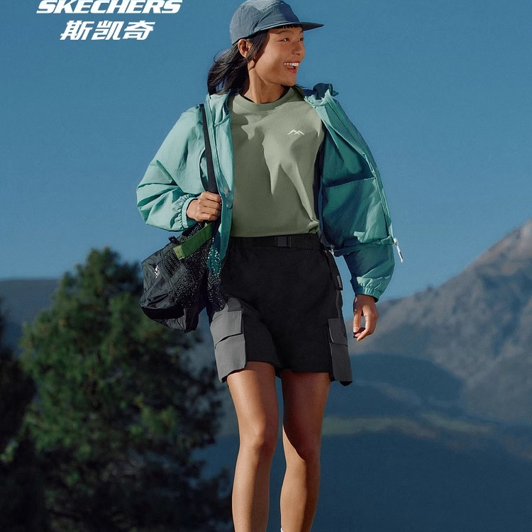 斯凯奇2025春季新品男女梭织防晒外套连帽防紫外线夜间反光设计