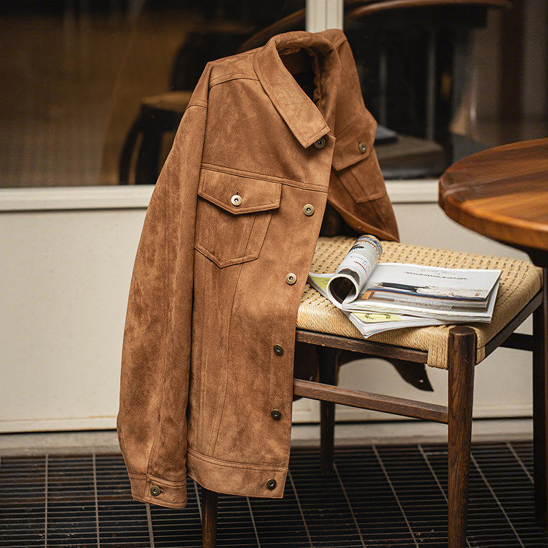 MRA男装type3麂皮绒夹克美拉德翻领宽松显瘦棕色短款工装外套男春,男装,夹克,淘宝优惠券,粉丝福利购,淘宝优惠卷