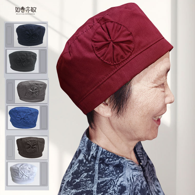 老人全棉帽子老太太夏天单层薄款单帽妈妈春秋双层保暖包头布帽女