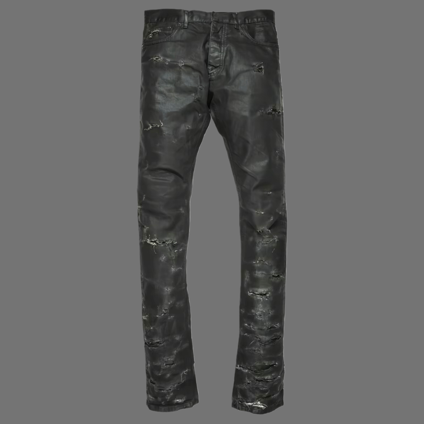 thumbnail for [Spot] Early Dad's vinyl big destruction wax pants home04 hand-brushed wax hole high street jeans