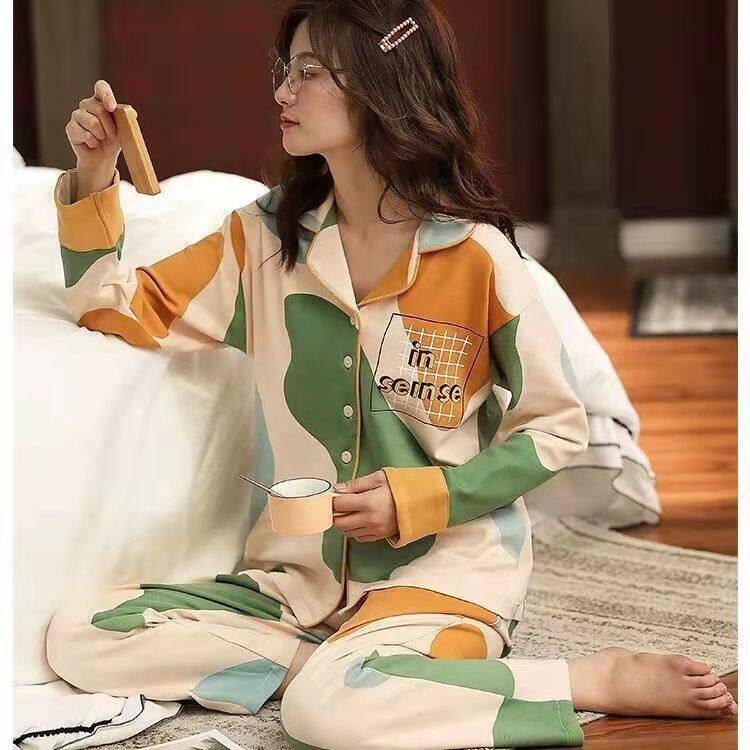 여성 잠옷 2021 가을 가디건 긴팔 잠옷 P