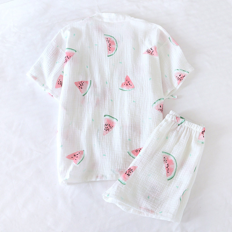 크레이프 코튼 반팔 반바지 2022 여름 잠옷 여성 T