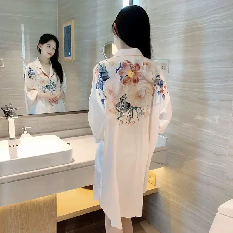 韩版新款冰丝睡裙女夏季薄款性感
