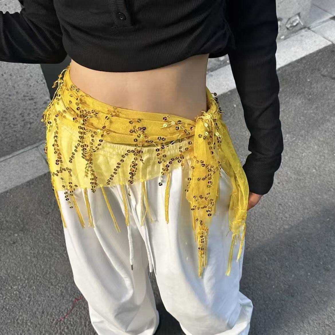 屁帘爵士舞腰链辣妹街舞潮流亮片
