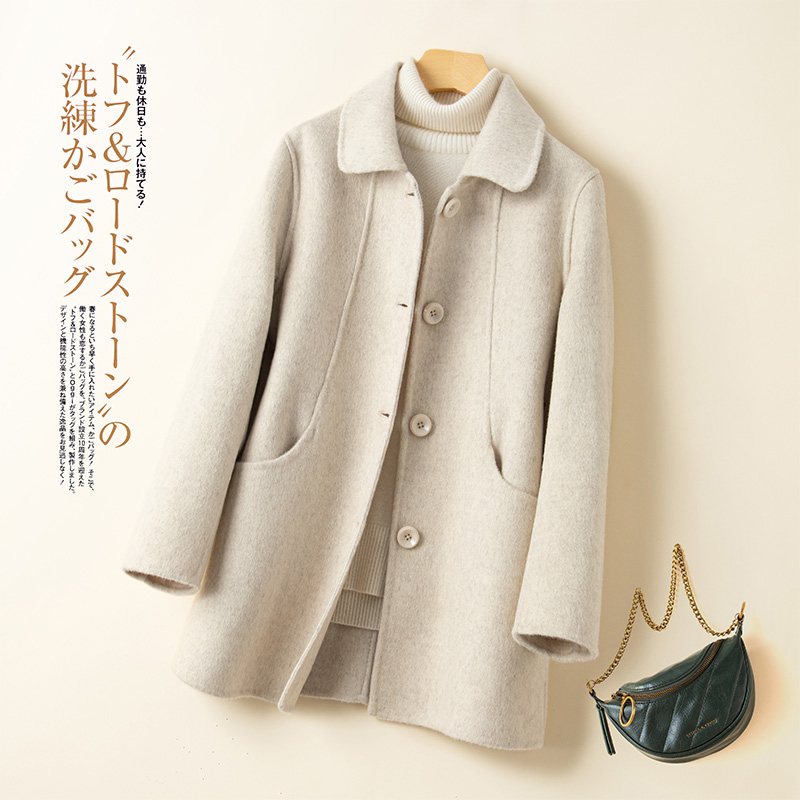 羊毛中长款韩版双面羊绒大衣女