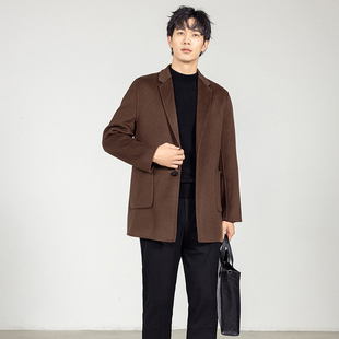 全羊毛呢大衣男士短款西装领非羊绒2025秋冬季新款商务外套高级感