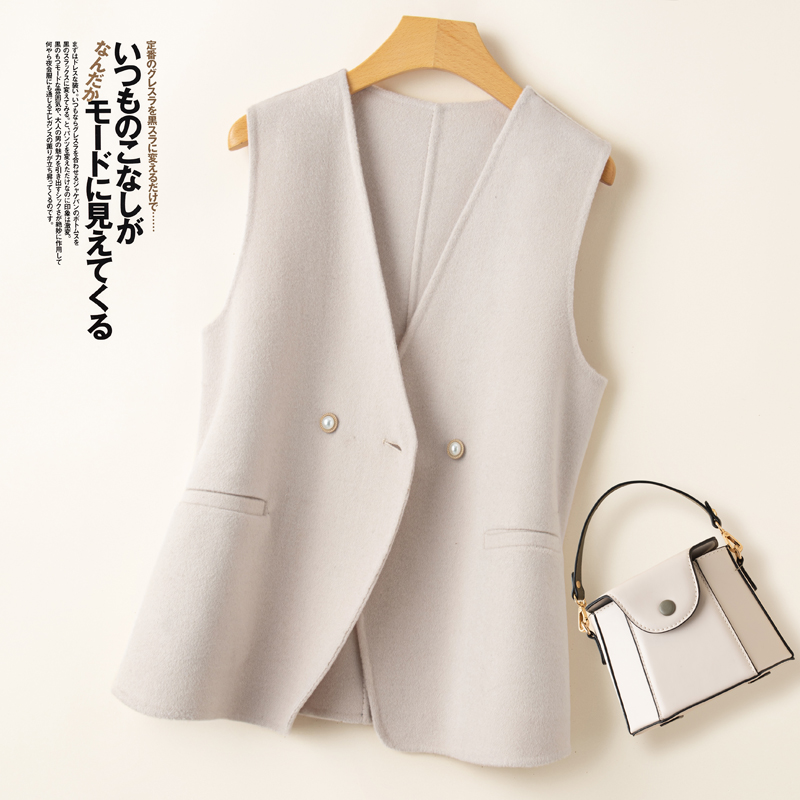 双面呢短款马甲秋冬新款高端时尚