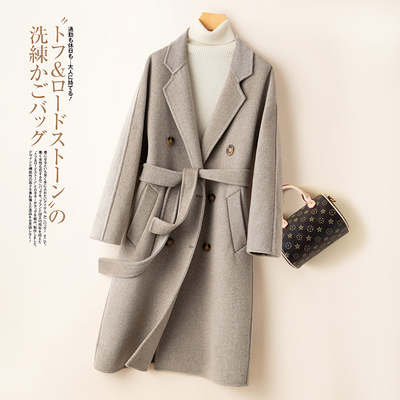中长款韩系宽松版双面羊绒大衣女