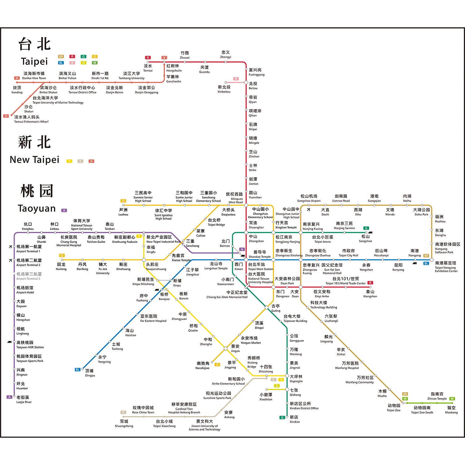2024新版台北 新北 桃园地铁换乘线路图轨道线交通示意图宣传海报