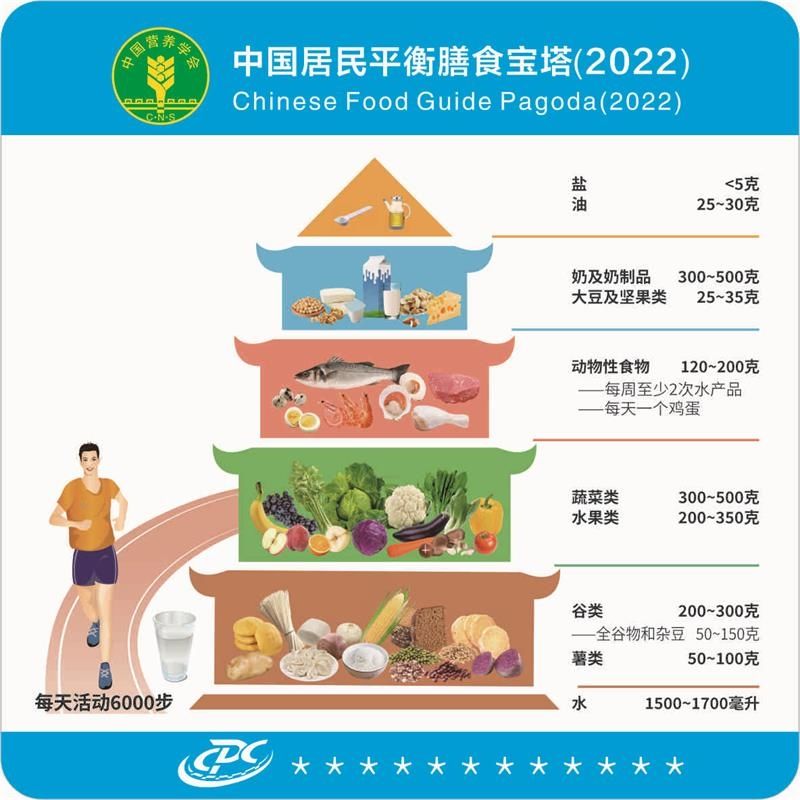 2022新版中国居民平衡膳食宝塔挂图蔬菜食物热量表儿童孕期墙贴纸