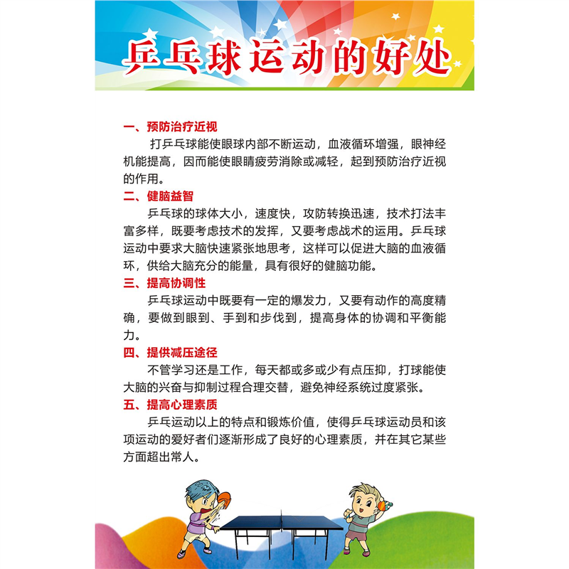 打乒乓球的十大好处装饰画运动娱乐室励志壁画乒乓球馆体育馆海报