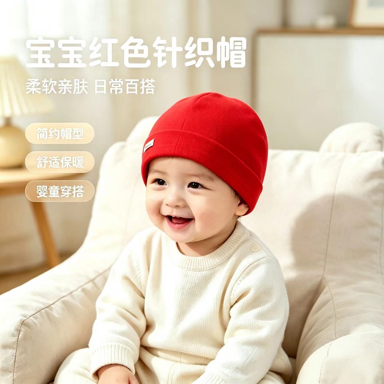 纯色新款单层纯棉儿童套头帽