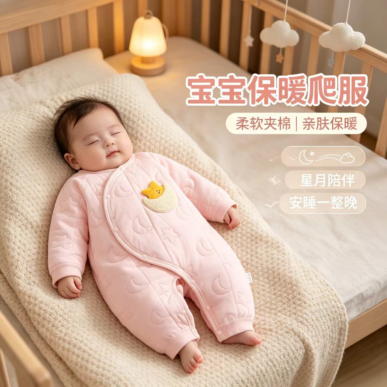 新生婴幼儿40g夹棉宝宝连体衣