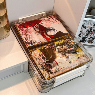 色纸收纳盒亚克力a5A4纸周边明星片海报流麻徽章吧唧谷子整理盒子