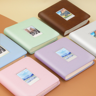 适用拍立得mini12相纸3寸相册ins纯色复古风镂空相片收纳册追星卡