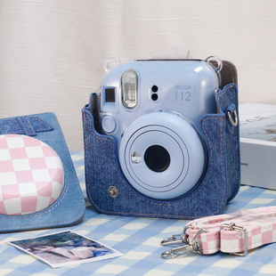 适用富士拍立得Mini12相机包牛仔布斜挎便携收纳包防刮花保护套