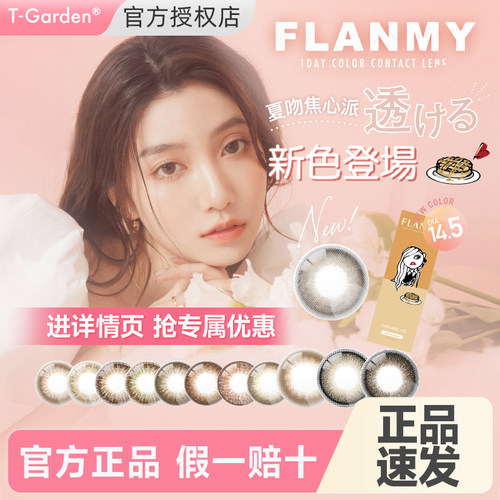 Flanmy美瞳日抛10片大小直径隐形眼镜爵士黑松饼T-Garden定轴高光