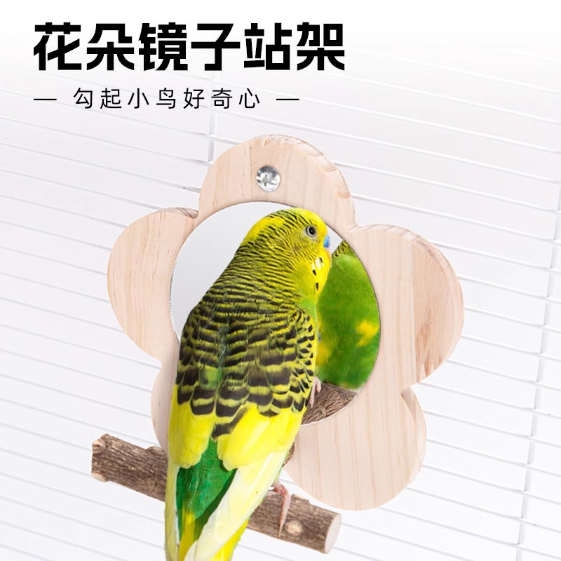 鹦鹉用品花椒木站架镜子虎皮牡丹玄凤啃咬棒小站台鸟笼站架杆玩具