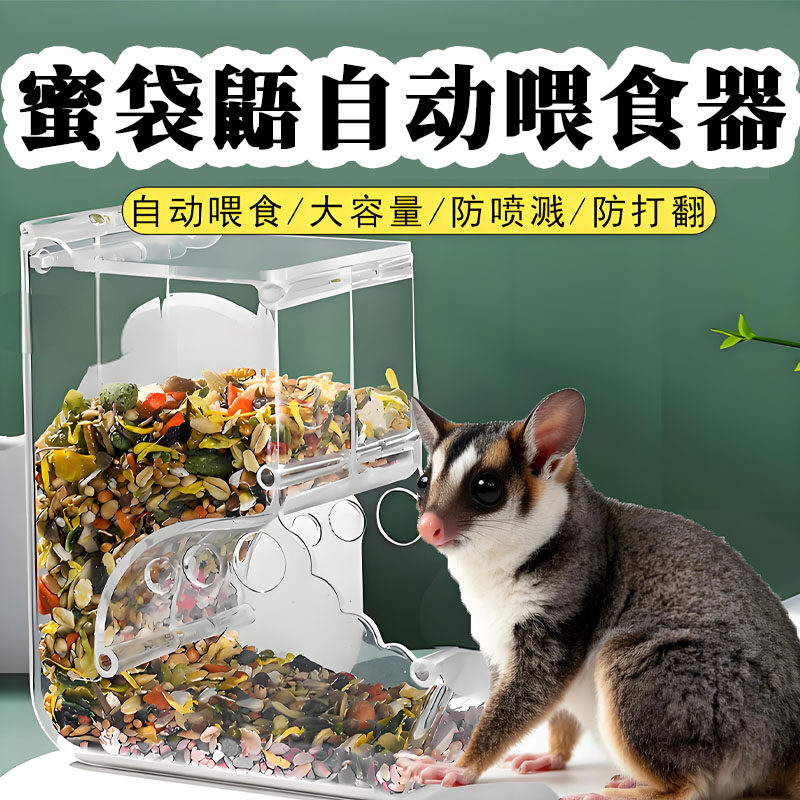 蜜袋鼯食盆自动喂食器防溅粮食防立式一体食物吃饭饭碗宠物用品